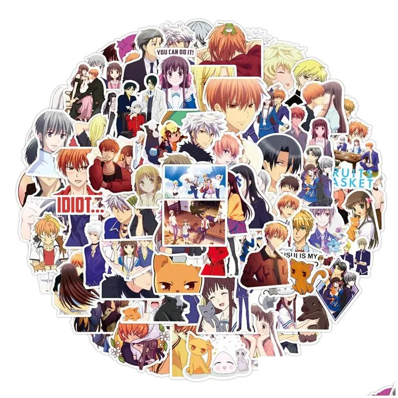 50pcs anime fruits basket stickers honda tohru graffiti kids toy skateboard car motorcycle bicycle sticker decals wholesale