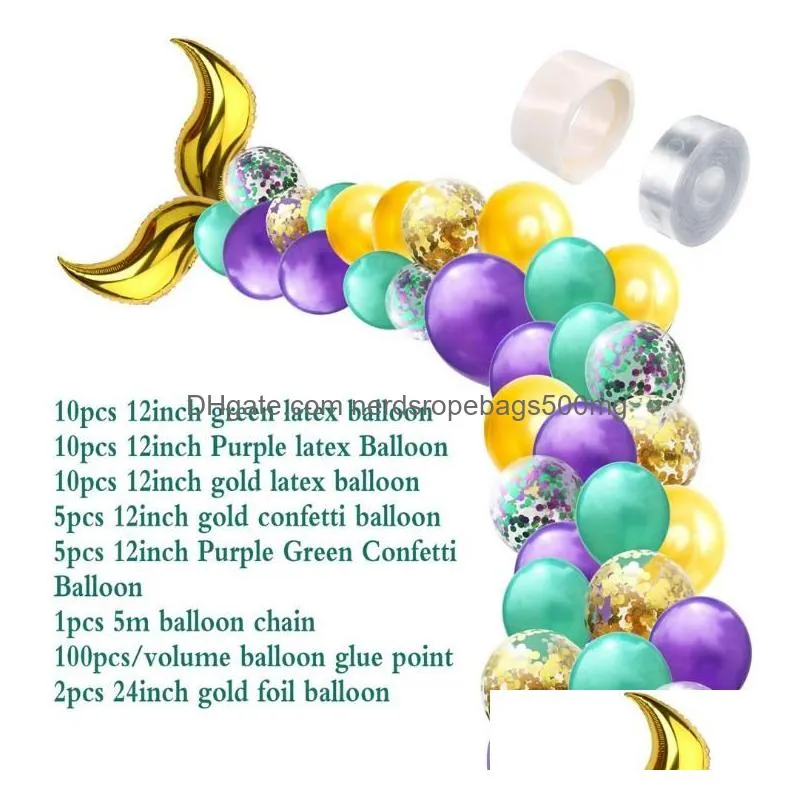 Party Decoration Mermaid Tail Balloon Set Under The Sea Theme Party Birthday Decoration Garland Arch Kit Pography Backdrop Drop Delive Dh8Fw