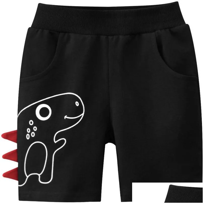 designer cotton sport shorts for 1-9 years children kids summer pants with dinosaur cartoon embroidery knickers baby boy girls boutique clothing