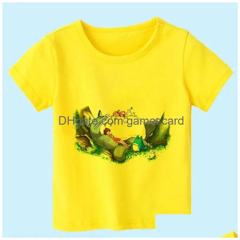 T-Shirts New Summer 2021 My Neighbor Totoro Print Kids Boys Girl Children Clothes Casual Baby Tees Tops For Girls T Shirts Drop Deliv Dh2N0