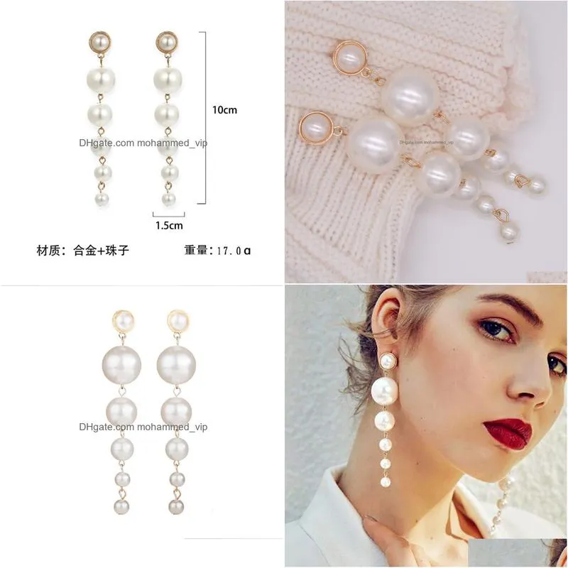 large and small pearl long earrings alloy pendant earrings fashion accessories gd1156