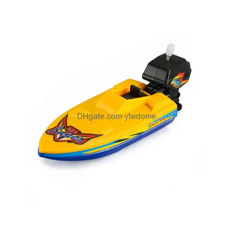 Bath Toys 1Pc Speed Boat Ship Wind Up Float In Water Kid Classic Clockwork Winter Shower For Children Boys 230525 Drop Delivery Dharu