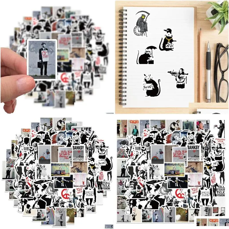 67pcs british street art banksy stickers graffiti diy car bike travel luggage phone laptop waterproof graffiti sticker kid toy4876191