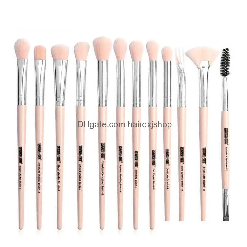 Makeup Brushes New 12 Pcs/Lot Makeup Brushes Set Cosmetic Eye Shadow Eyebrow Eyelash Eyeliner Portable Brush Juego De Brochas Para Dro Dhubq