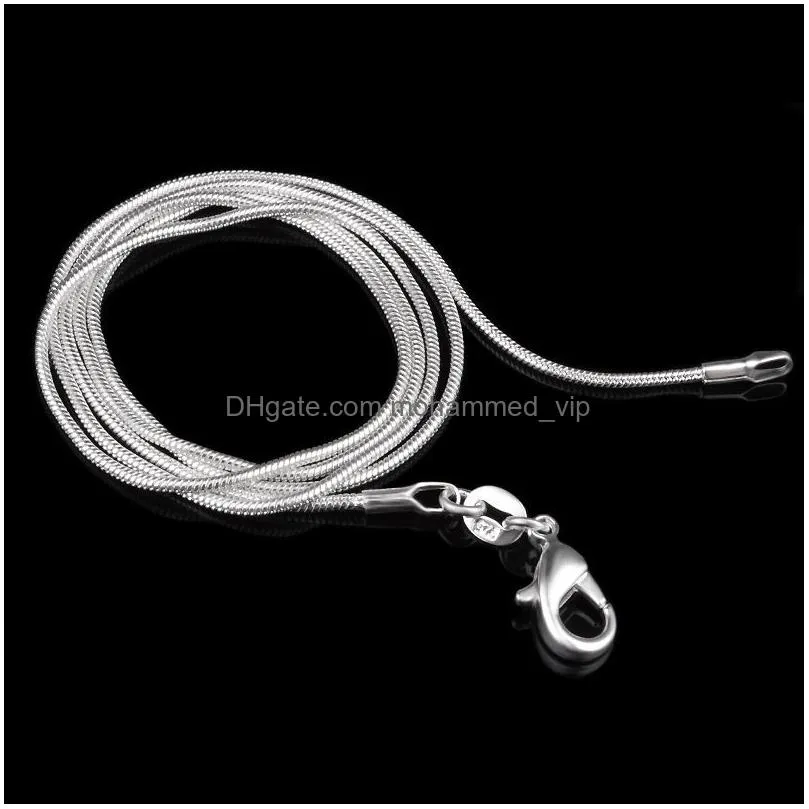 925 sterling silver snake chains choker necklaces jewelry in bulk optional size 16 18 20 22 24 26 28 30 inches 1mm 2mm