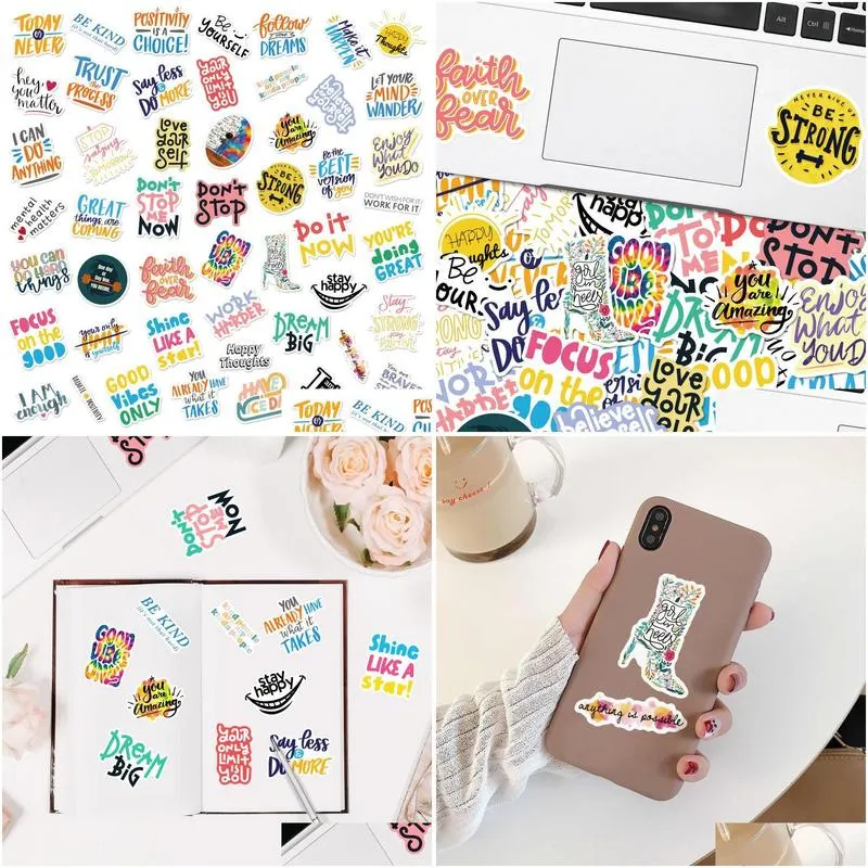 50pcs/lot motivational stickers inspirational teachers students teens employees vinyl waterproof durable laptop sticker decals for