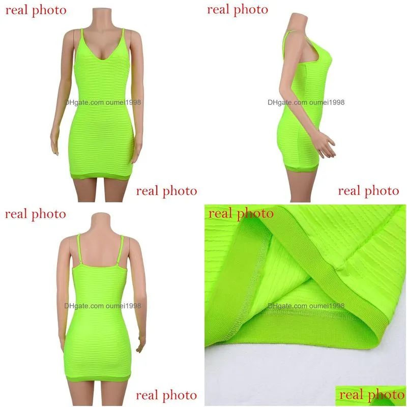 Street Style Dresses Cryptographic Neon Green Fashion Ruched Spaghetti Strap Women039S Dress Bodycon Summer Y Sleeveless Mini Dresses Dhmre