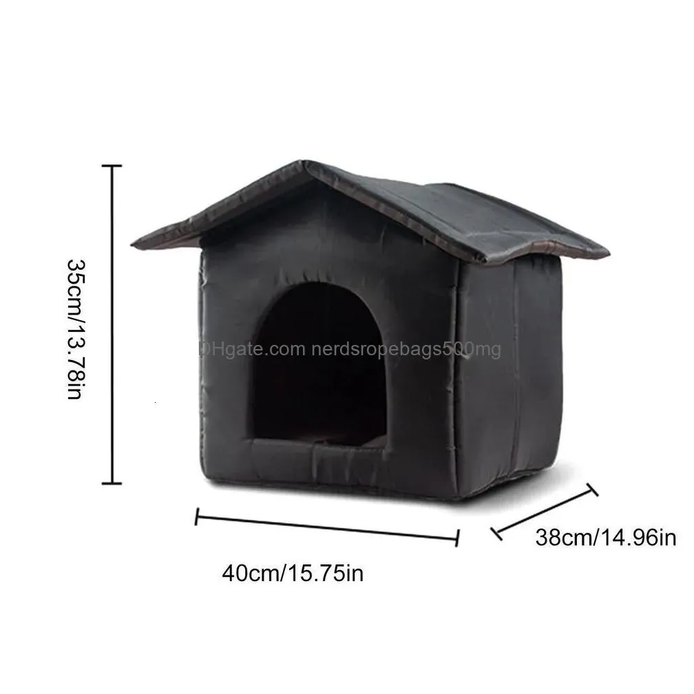 Kennels & Pens Kennels Pens Foldable Cat House Outdoor Waterproof Pet For Small Dogs Kitten Puppy Cave Nest With Pets Pad Dog Bed Tent Dh6Oz