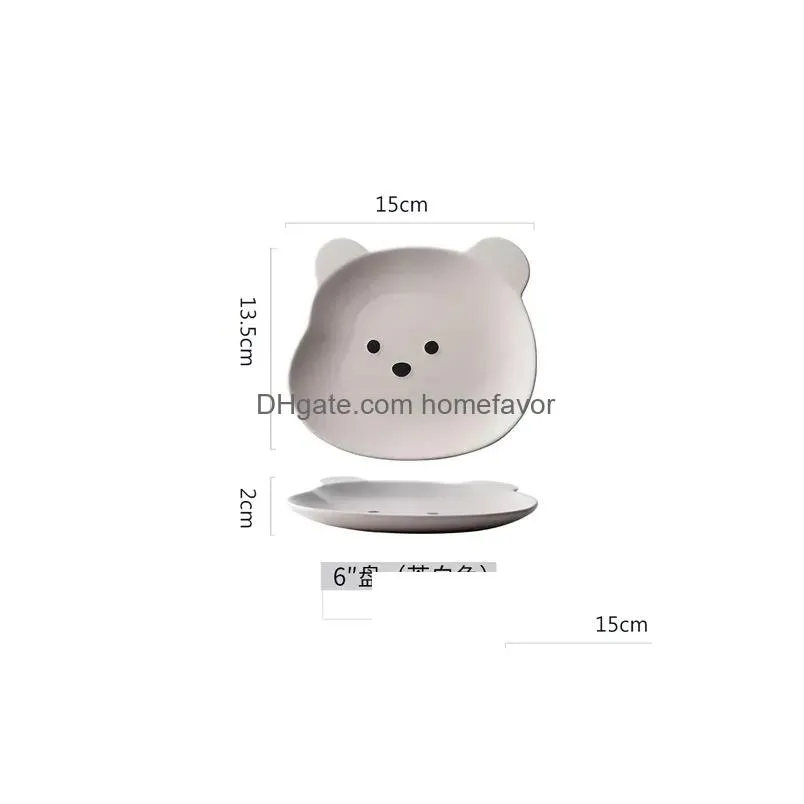 plates korean creativestyle bear head bowl cute cartoon ceramic rice salad breakfast plate tableware