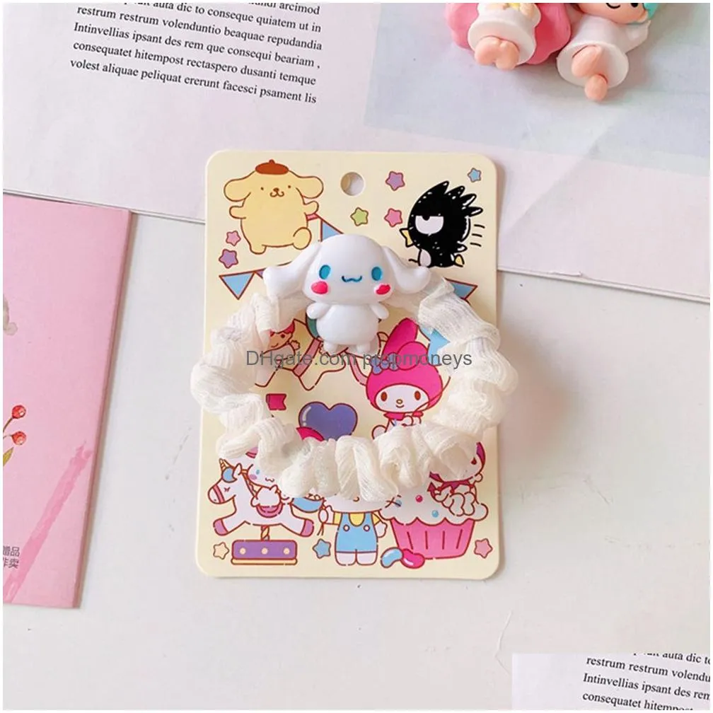 Hair Accessories Cartoon Japanese Style Scrunchies Women Girls Hair Rope Elegant Ponytail Holder Rubber Band Elastic Kuromi Hairband A Dhhuq