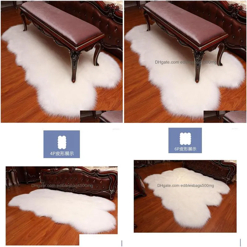 carpets large size faux sheepskin chair cover warm hairy wool carpet seat pad long skin fur plain fluffy area rugs 1x2m 4p shape