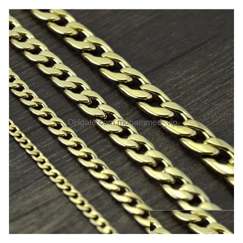  never fade stainless steel figaro chain necklace 4 sizes men jewelry 18k real yellow gold plated 9mm chain necklaces for