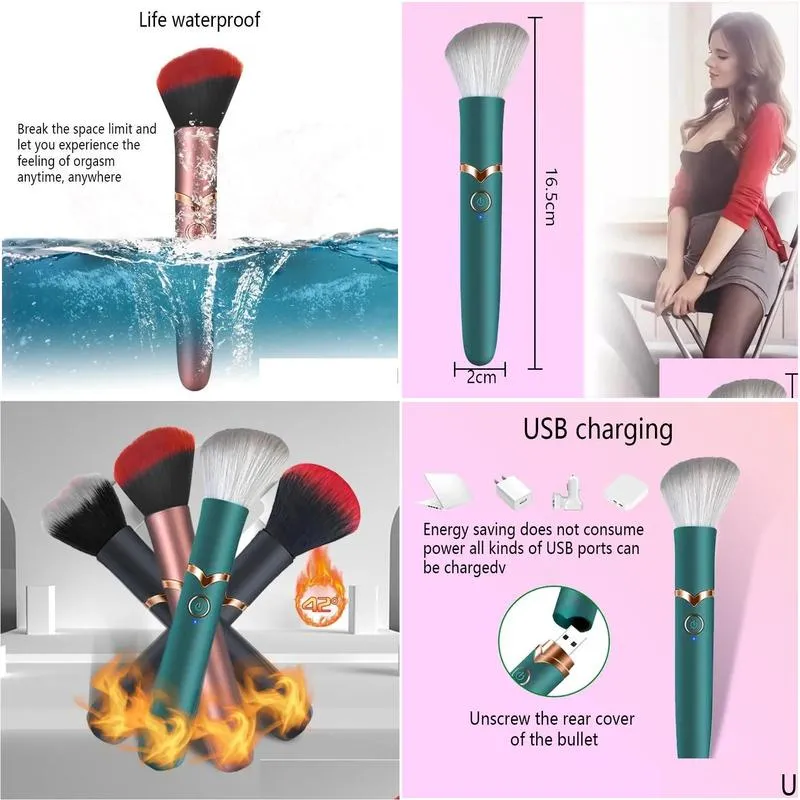 brushes vibrator for women vaginal massager makeup brush nipple clitoral stimulator av magic wand masturbation sex toys dildo