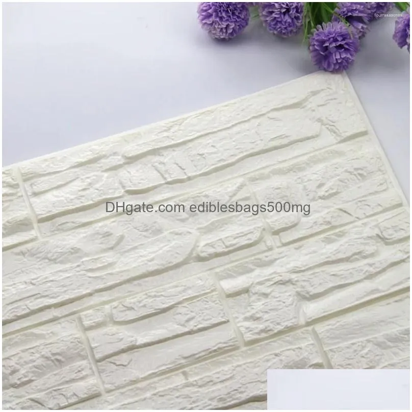 wall stickers diy 3d imitation brick bedroom pe foam wallpaper panels room decal stone decoration embossed 12