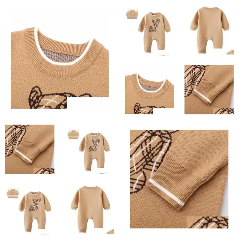 kids clothes sets winter newborn baby rompers boy girl knitted sweater jumpsuit hooded toddler infant warm outerwear and hat