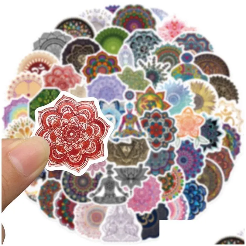 60pcs mandala flower sticker buddhism yoga graffiti stickers for diy luggage laptop skateboard motorcycle bicycle stickers