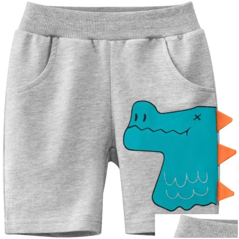 designer cotton sport shorts for 1-9 years children kids summer pants with dinosaur cartoon embroidery knickers baby boy girls boutique clothing