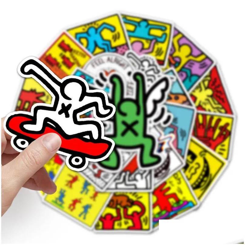 50pcs keith haring waterproof sticker for decal laptop motorcycle luggage snowboard car graffiti stickers decal decoration