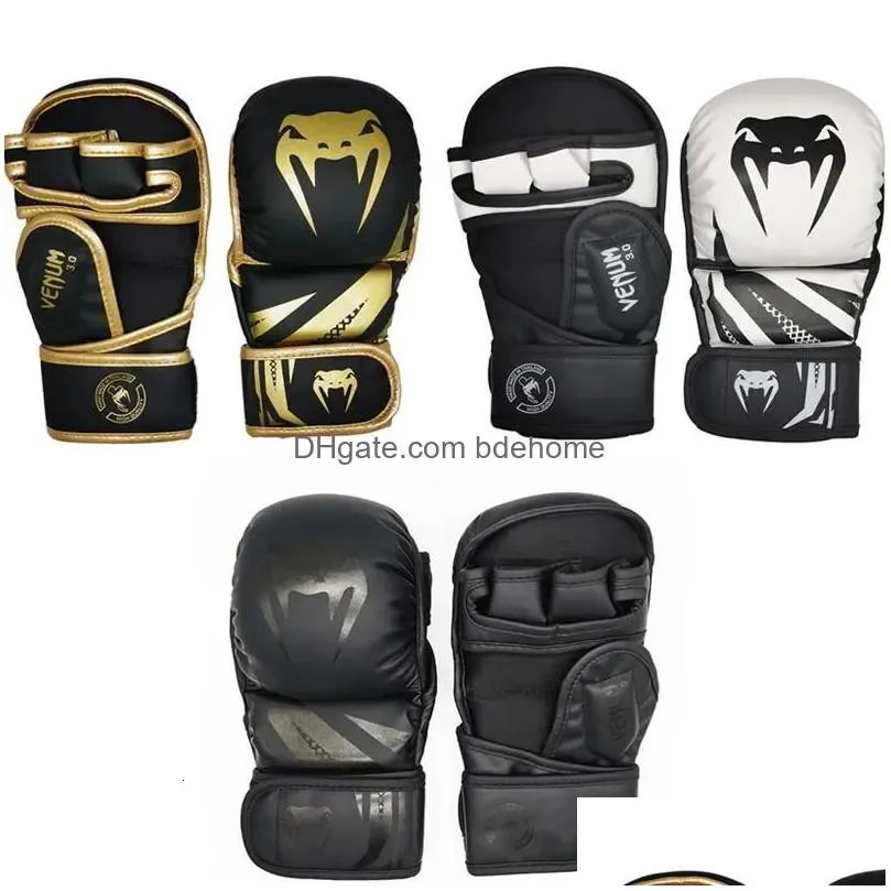 Protective Gear Professional Boxing Glove Thickened Pu Mma Half-Finger Fighting Sanda Training Gloves Muay Thai Accessories 240112 Dro Dhoyv