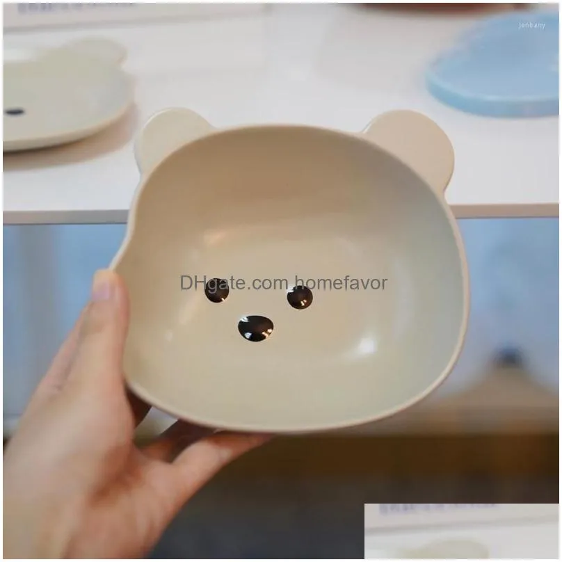 plates korean creativestyle bear head bowl cute cartoon ceramic rice salad breakfast plate tableware