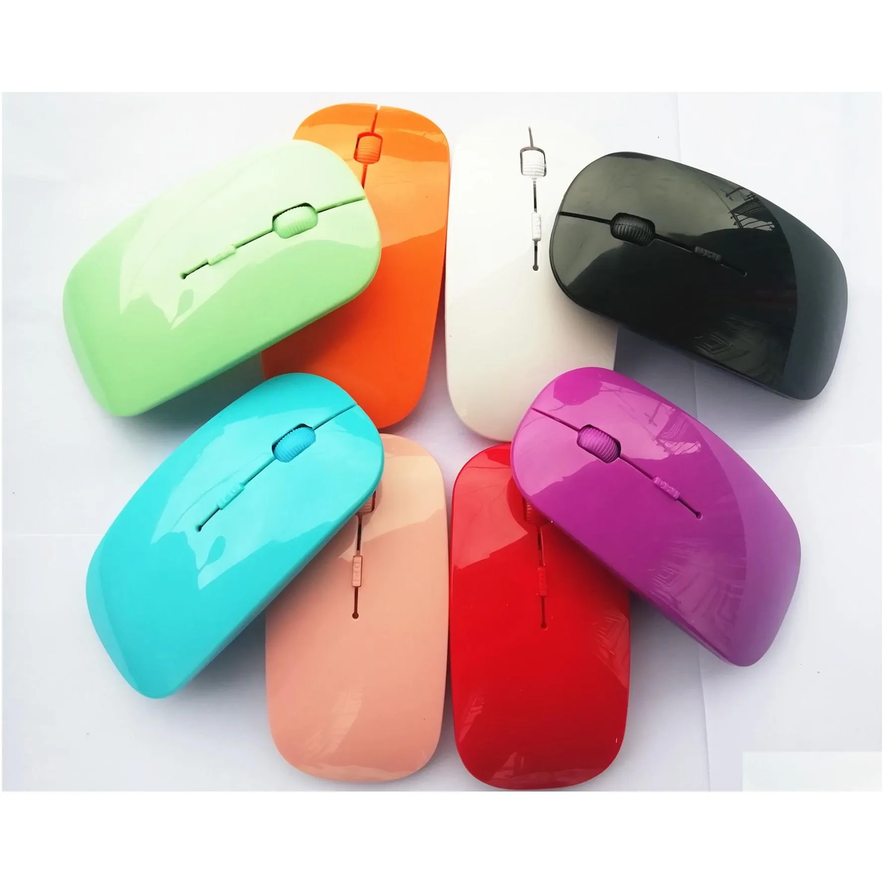 usb optical wireless computer mice 2.4g receiver super slim mouse for pc laptop with 8 colors