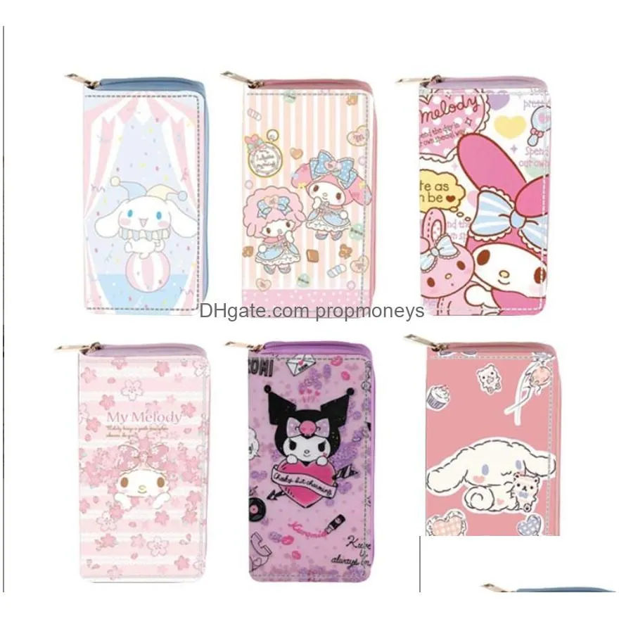 Purse Girl Cute Kuromi Melody Mti Function Flower Print Purse Childre Accessories Big Capactiy Bag Kids Birthday Gift Drop Delivery Ba Dhnzv