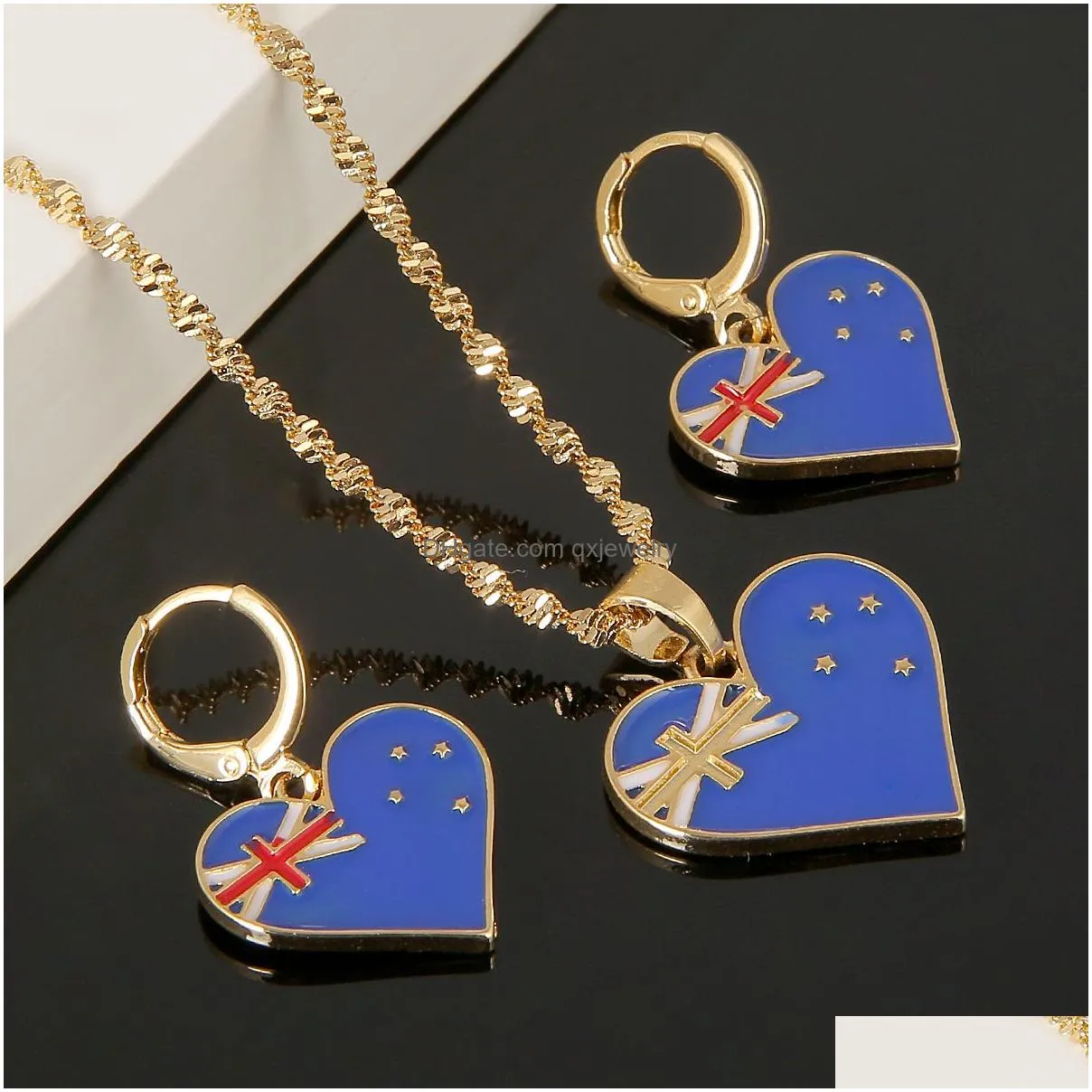Earrings & Necklace Australia Flag Pendant Necklaces Earrings Women Country Jewelry Australian Charm Gift2724 Drop Delivery Jewelry J Dhueb