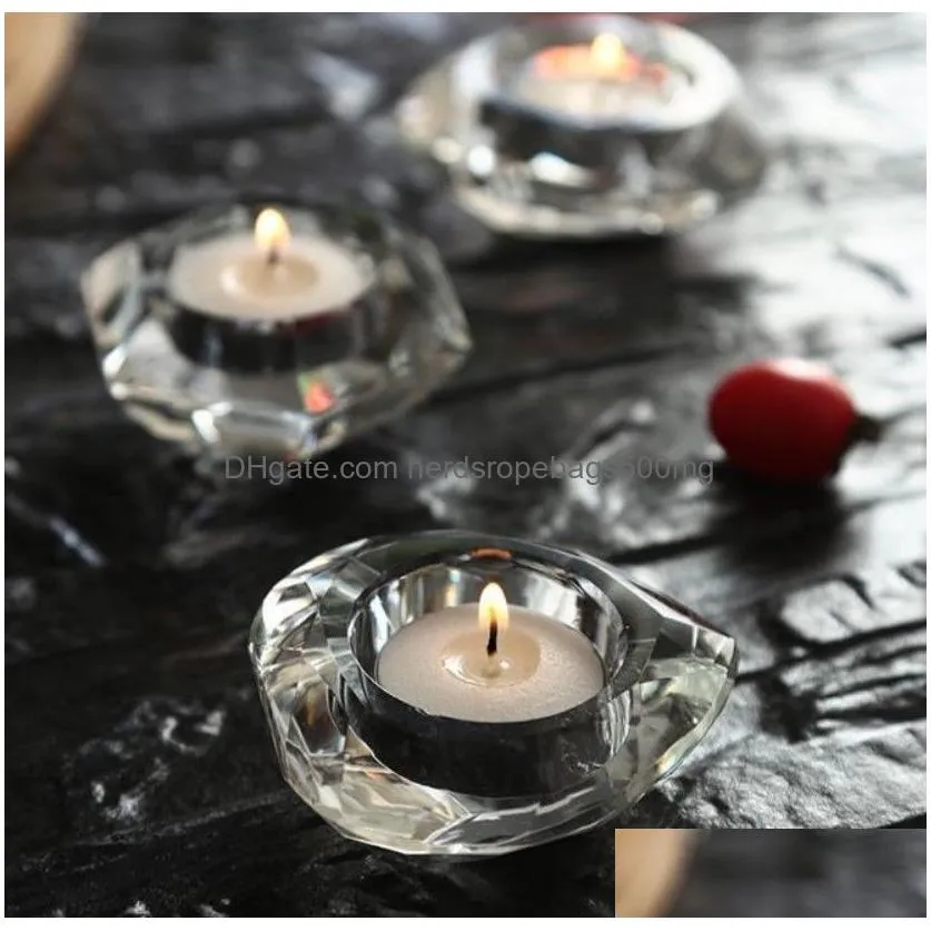 Party Decoration Wedding Candle Favors Crystal Glass Diamond Shape Heart Tealight Holder Bridal Shower Party Gift Banquet Drop Deliver Dhhbj