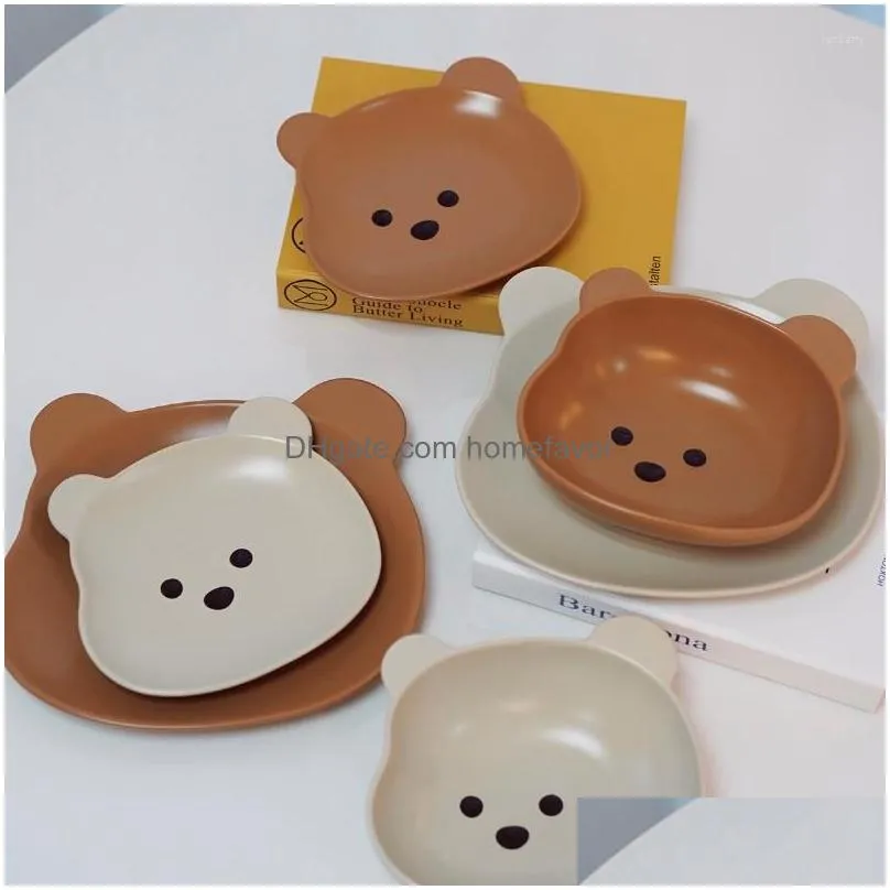 plates korean creativestyle bear head bowl cute cartoon ceramic rice salad breakfast plate tableware