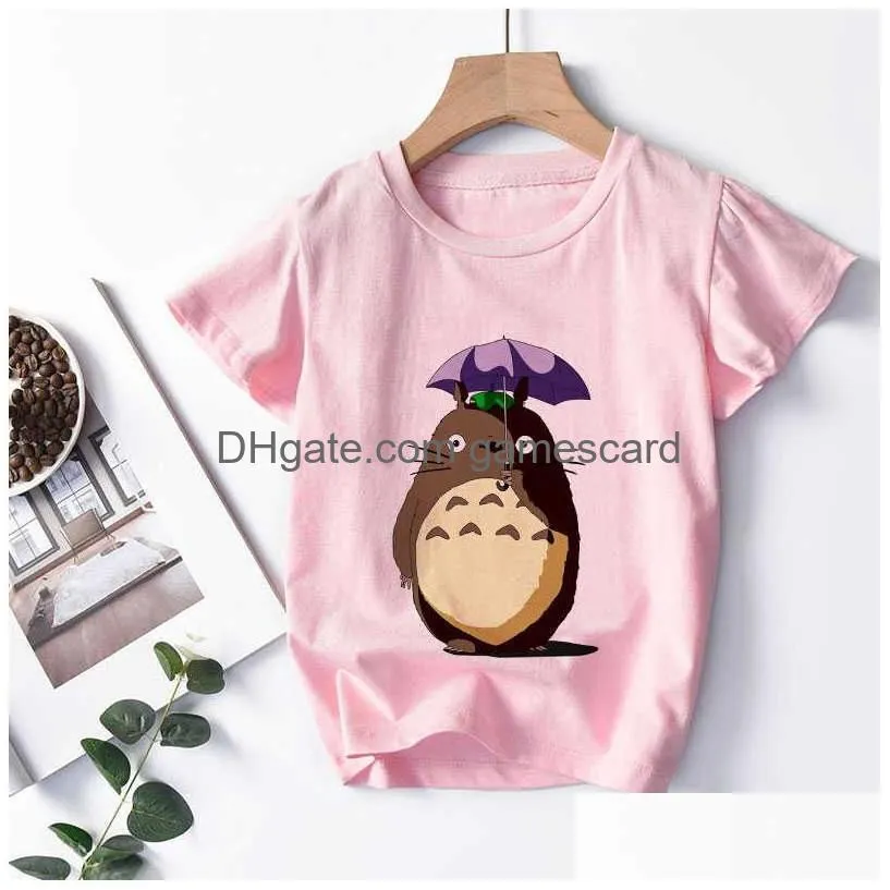 T-Shirts New Summer 2021 My Neighbor Totoro Print Kids Boys Girl Children Clothes Casual Baby Tees Tops For Girls T Shirts Drop Deliv Dh2N0