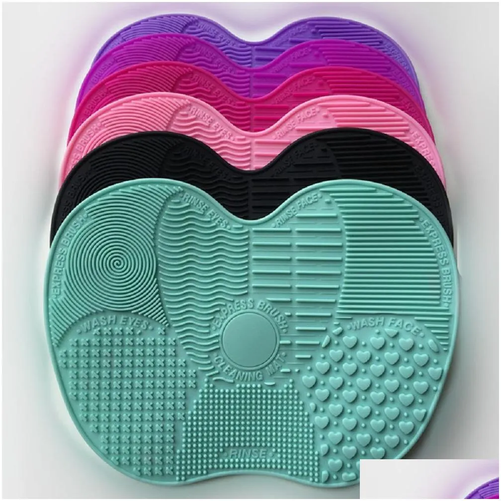 whole big silicone makeup brush cleaning mat cosmetic brush cleaning washing tools silica makeup brush cleaner pad board scrub8485412
