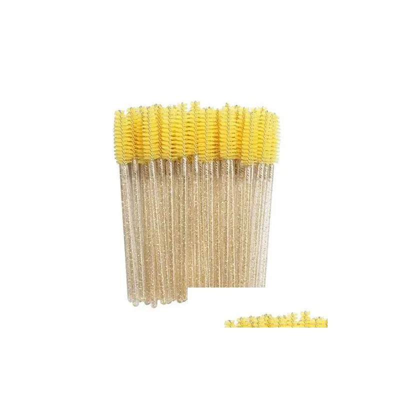 janyuu crystal eyelashes brush 1000 pcs diamond handle brush mascara wands applicator cosmetic disposable make up brushes