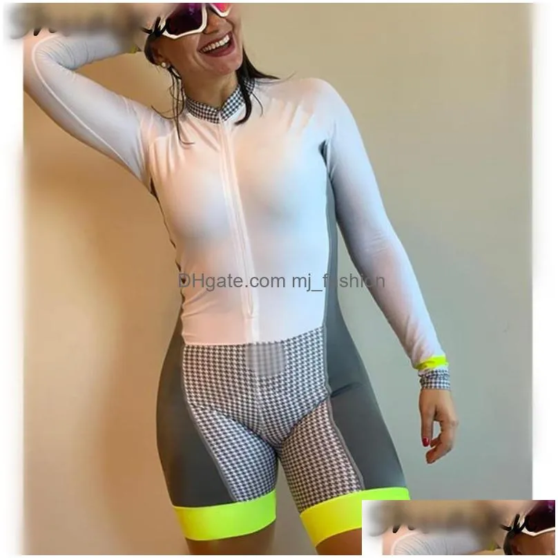 Gym Clothing Summer Short Sleeve Jumpsuit Cycling Road Bike Mountain Triathlon Outdoor Sports Women039S Breathable And Quick Dry Gym C Dhsy9