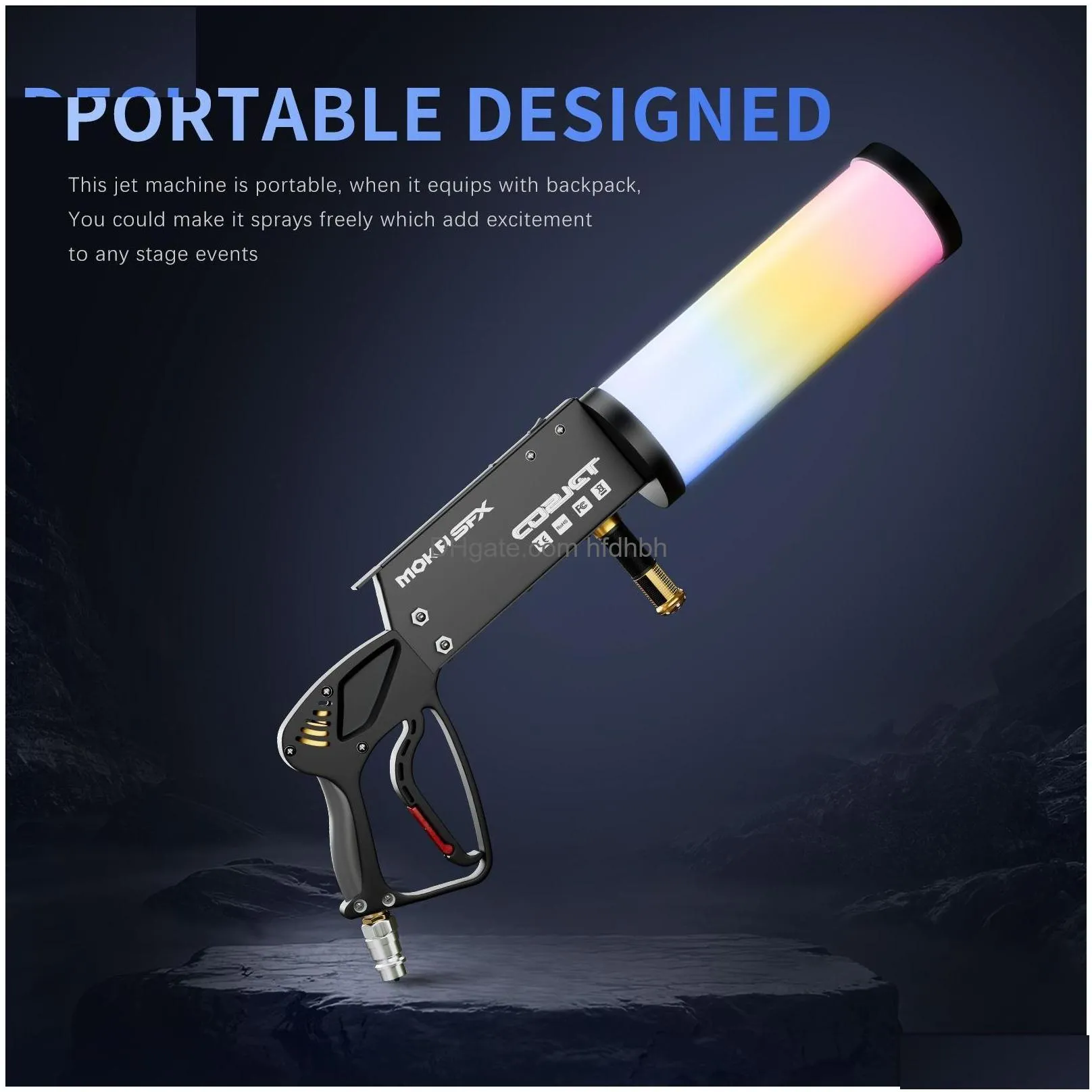 handheld led co2 gun 7 color tube stage effect cryo led co2  machine pistol co2 dj gun  gas hose for dj disco party club spray height