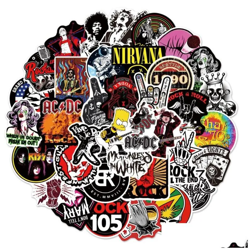 50pcs/lot retro classic rock band stickers graffiti stickers for diy luggage laptop skateboard motorcycle bicycle sticker