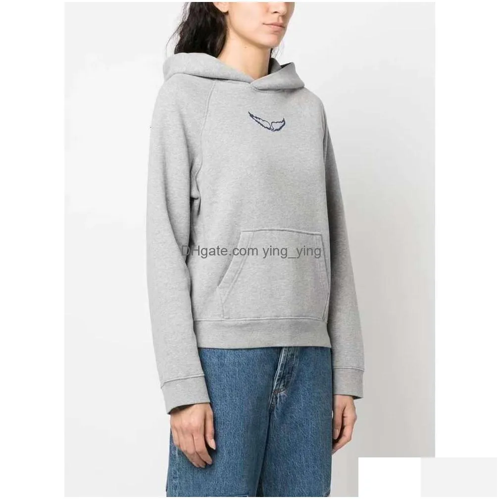 Womens Hoodies Sweatshirts Zadig Voltaire Fashion Trend Designer Sweatshirt Hooded Vintage Printed Slim Classi P Cotton Casual Drop Dh1Vc