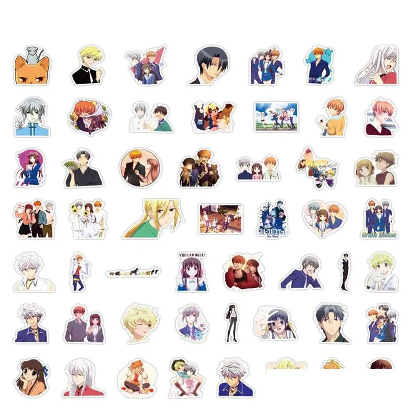 50pcs anime fruits basket stickers honda tohru graffiti kids toy skateboard car motorcycle bicycle sticker decals wholesale