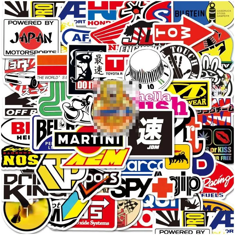 50pcs/lot jdm racing car modification decal sticker graffiti stickers for diy luggage laptop skateboard motorcycle bicycle stickers