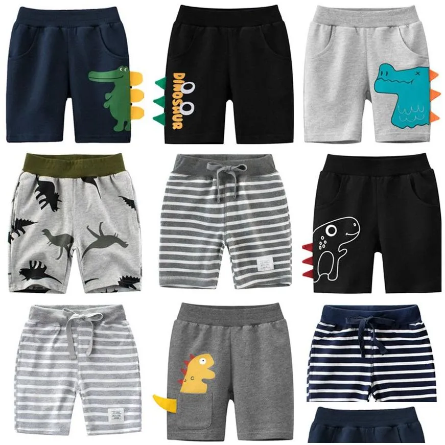 designer cotton sport shorts for 1-9 years children kids summer pants with dinosaur cartoon embroidery knickers baby boy girls boutique clothing