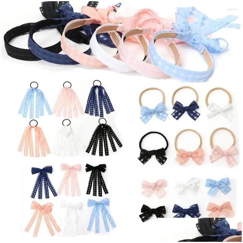 hair accessories silk ribbon headbands for girls adjustable non-slip elastic dressy pastel lacy baby band headwraps cute ki