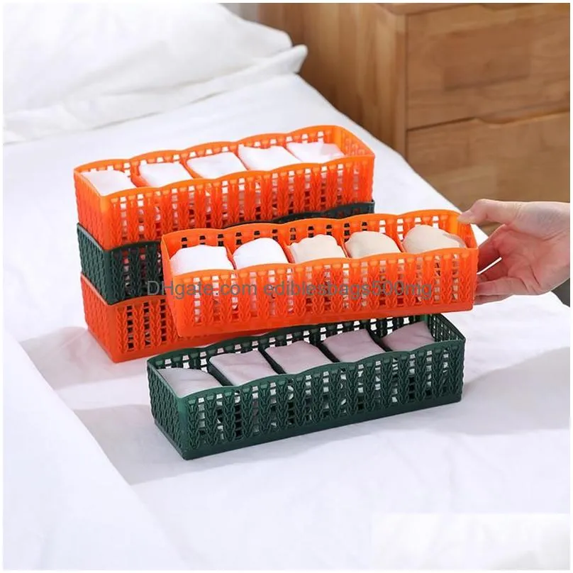 storage drawers 5 grid plastic underwear box closet organizer drawer for socks boxers briefs bra travel home wardrobe