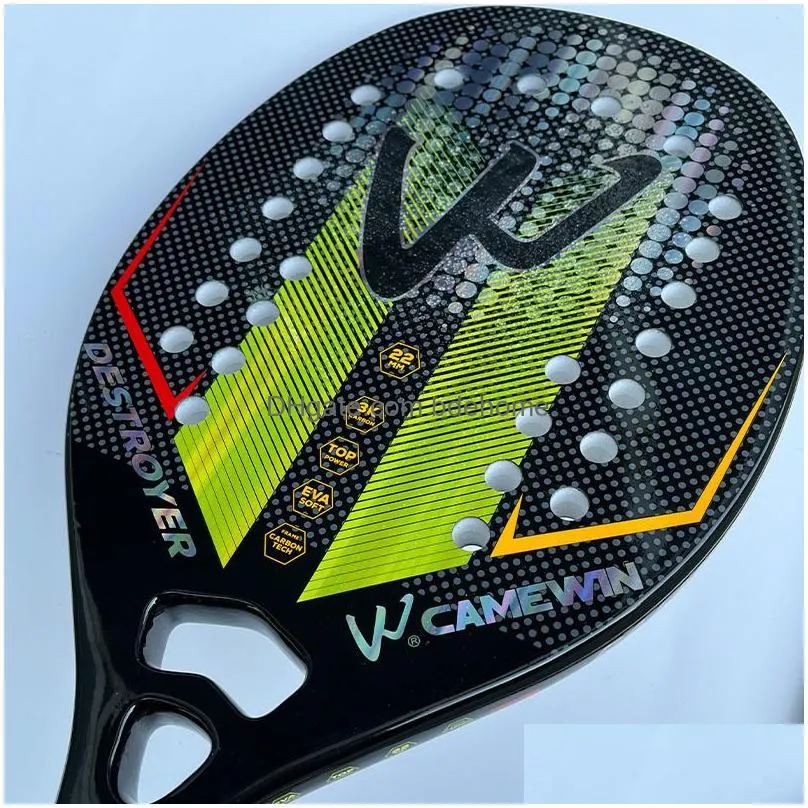 Squash Racquets 3K Beach Tennis Racket Camewin Fl Carbon Fiber Line Rude Surface For Adt Professional Train High Quality Send Gift Dr Dhzro