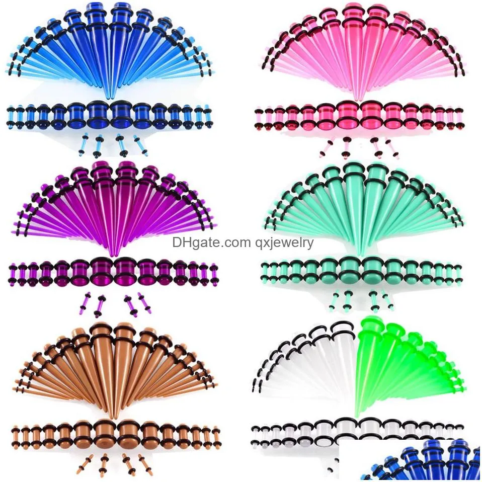 Other 36Piece Set Ear Stretching Kit Tapers And Plugs Tunnels Body Jewelry Gauge 14G-00G Acrylic Fashionable Stretcher Ear-Plug Taper Dhtpm
