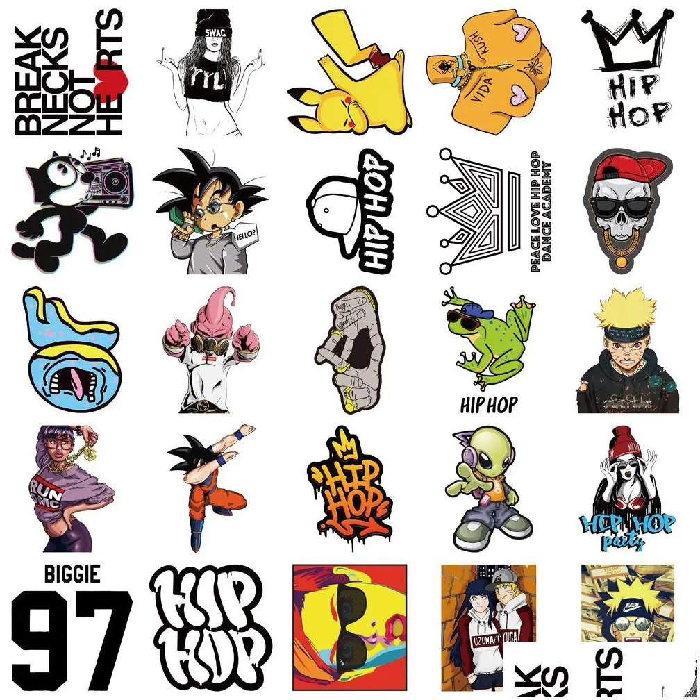 50pcs cool rock band hip hop meme stickers aesthetic for laptop guitar waterproof graffiti decals sticker
