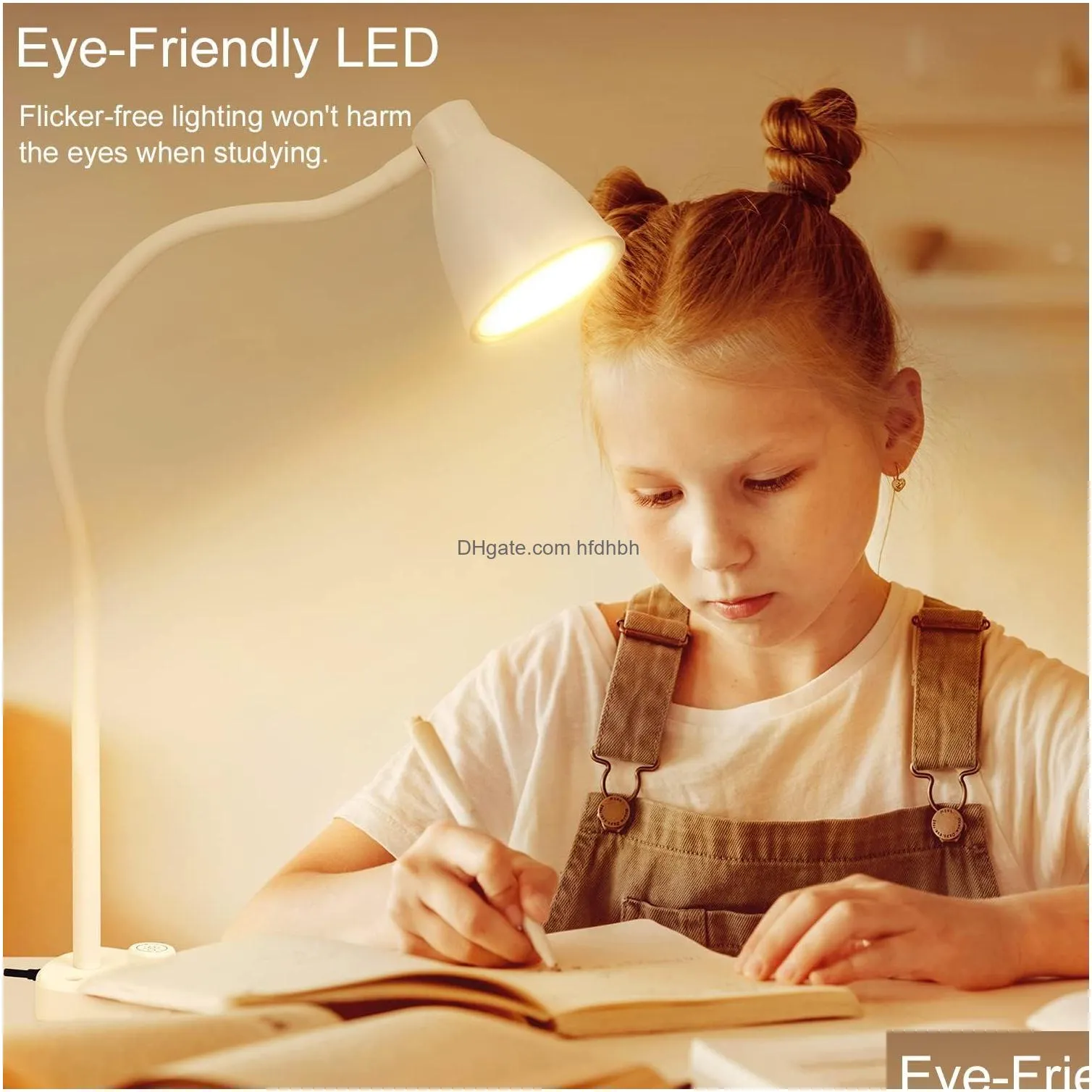 led desk lamp with usb charging port 3 color modes dimmable reading light intelligent