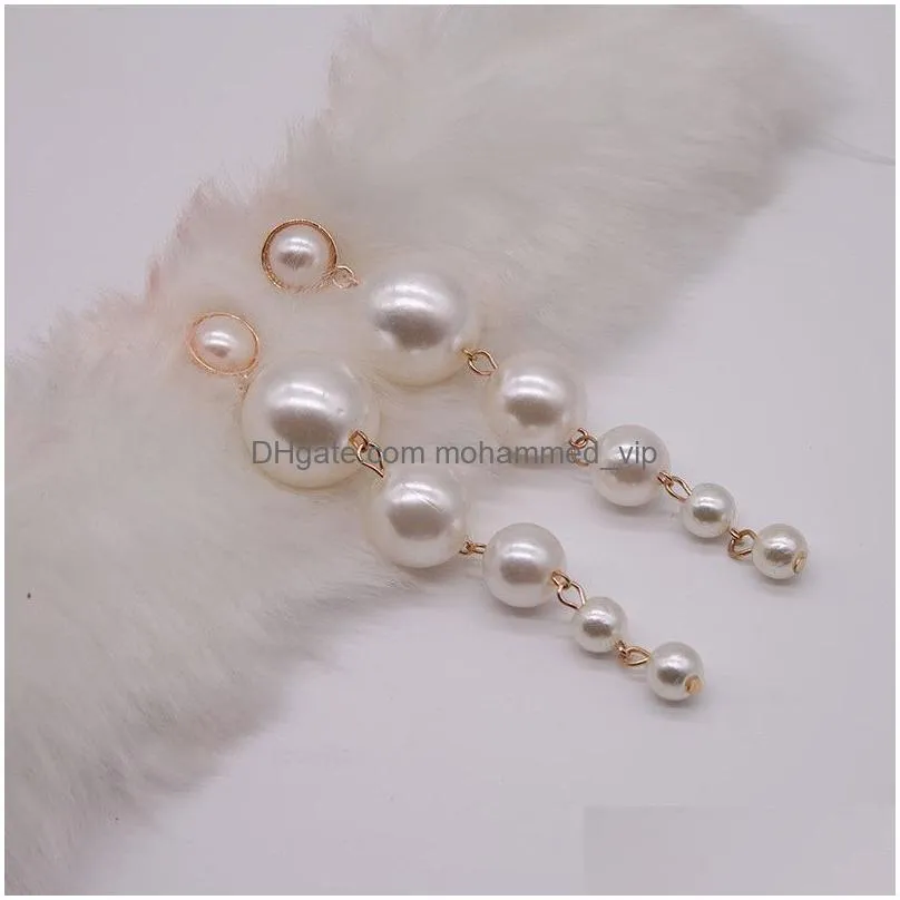 large and small pearl long earrings alloy pendant earrings fashion accessories gd1156