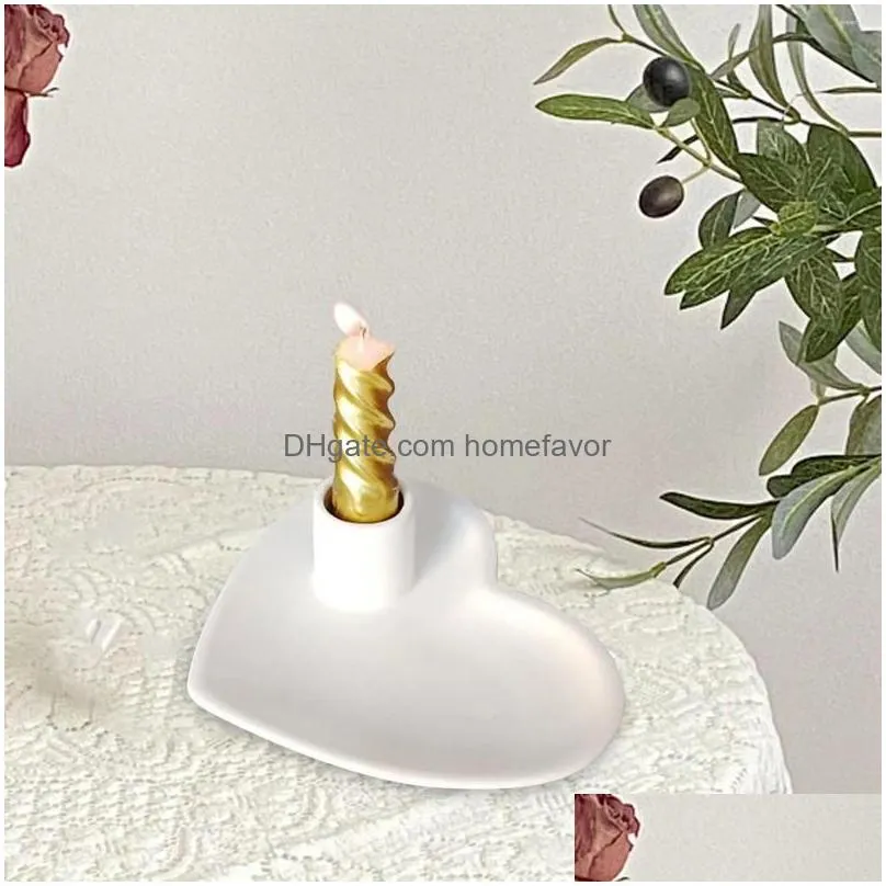 candle holders ceramic candlestick home taper holder tray heart candelabra for wedding christmas livingroom diameter 2.2cm mantel