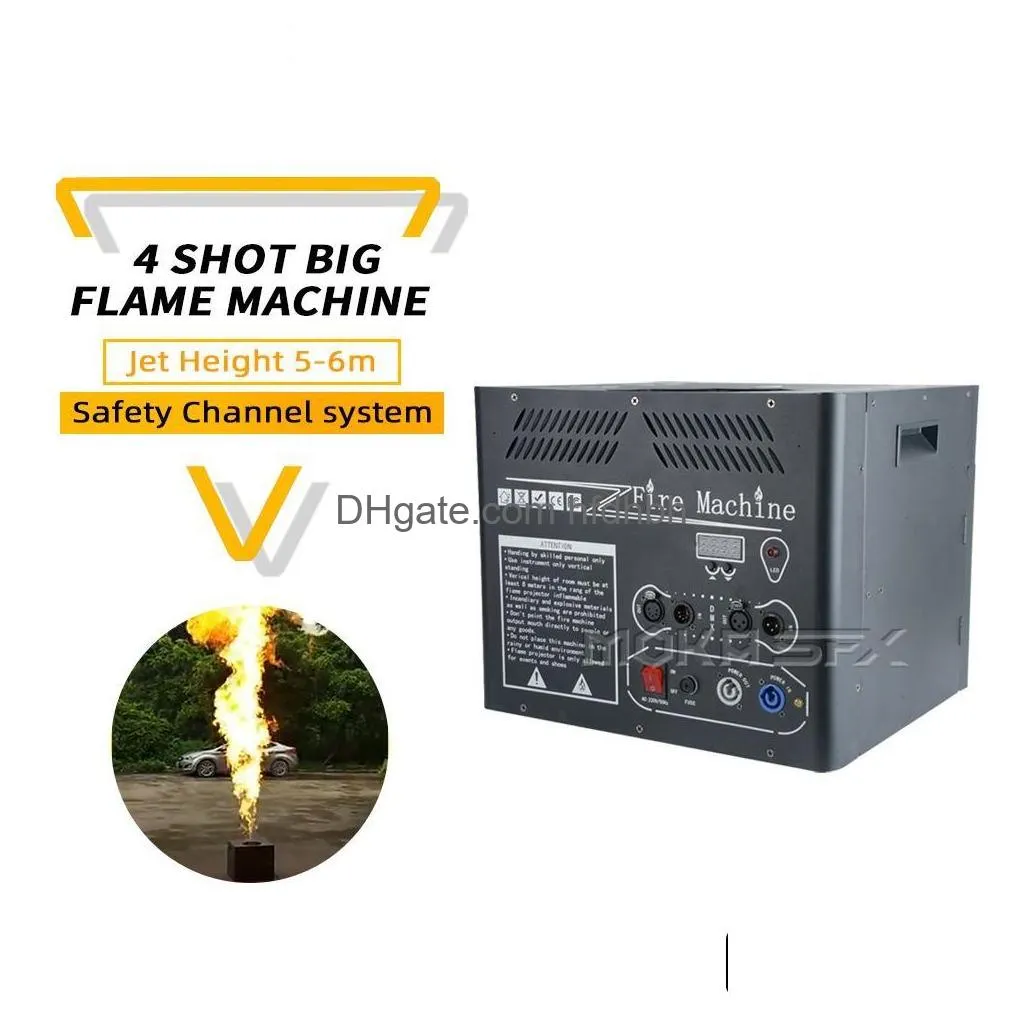 4 heads big flame machine spray 6 meters dmx fire projector with first safe channel stage and anti tipping device fire launcher for stage performance effect