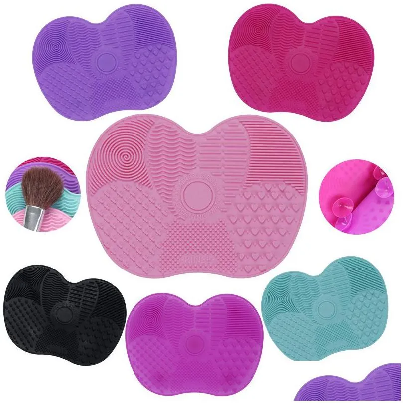 whole big silicone makeup brush cleaning mat cosmetic brush cleaning washing tools silica makeup brush cleaner pad board scrub8485412