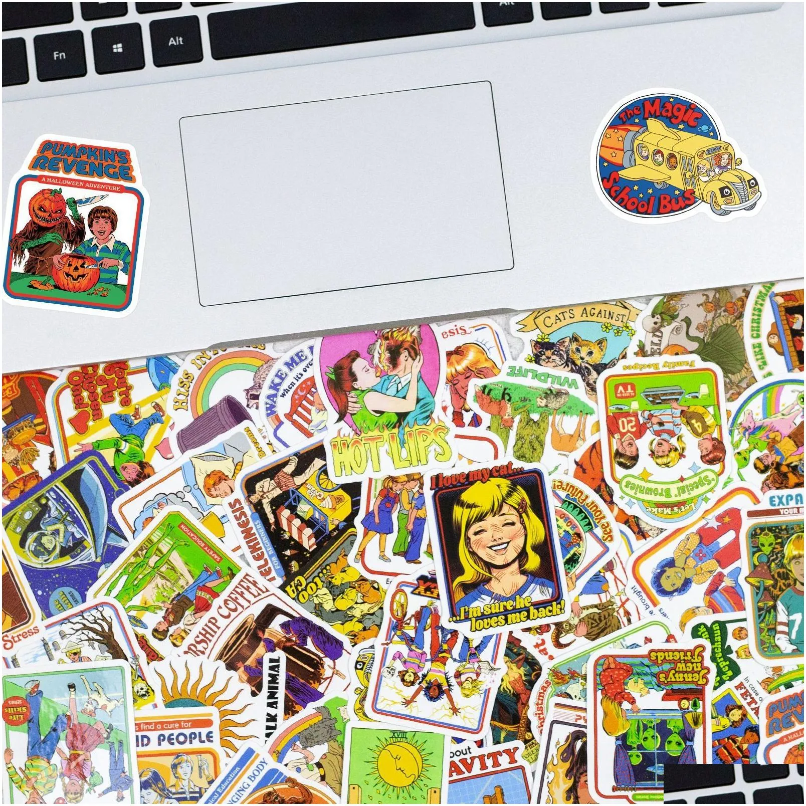 50pcs mixed cartoon retro ghost graffiti anime stickers luggage diy skateboard laptop helmet guitar sticker decals toys